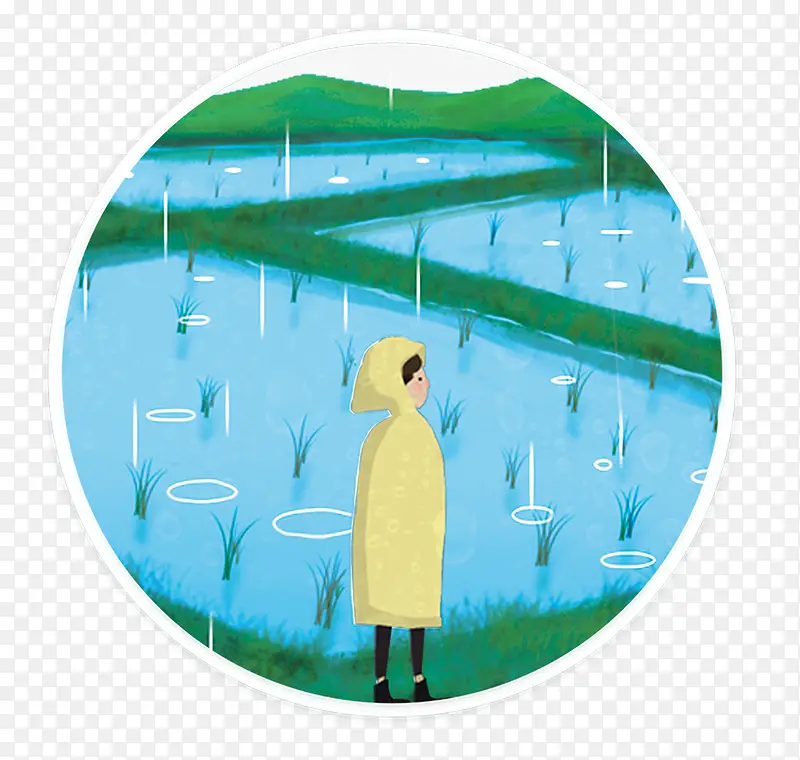 绿色手绘传统24节气谷雨海报