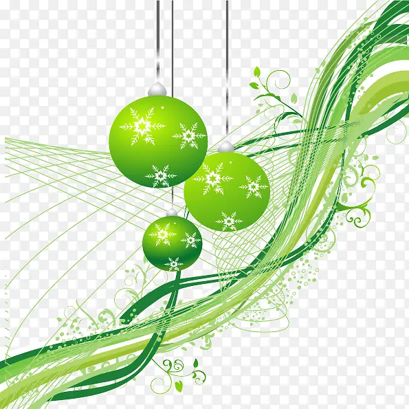 圣诞绿色吊球装饰矢量图