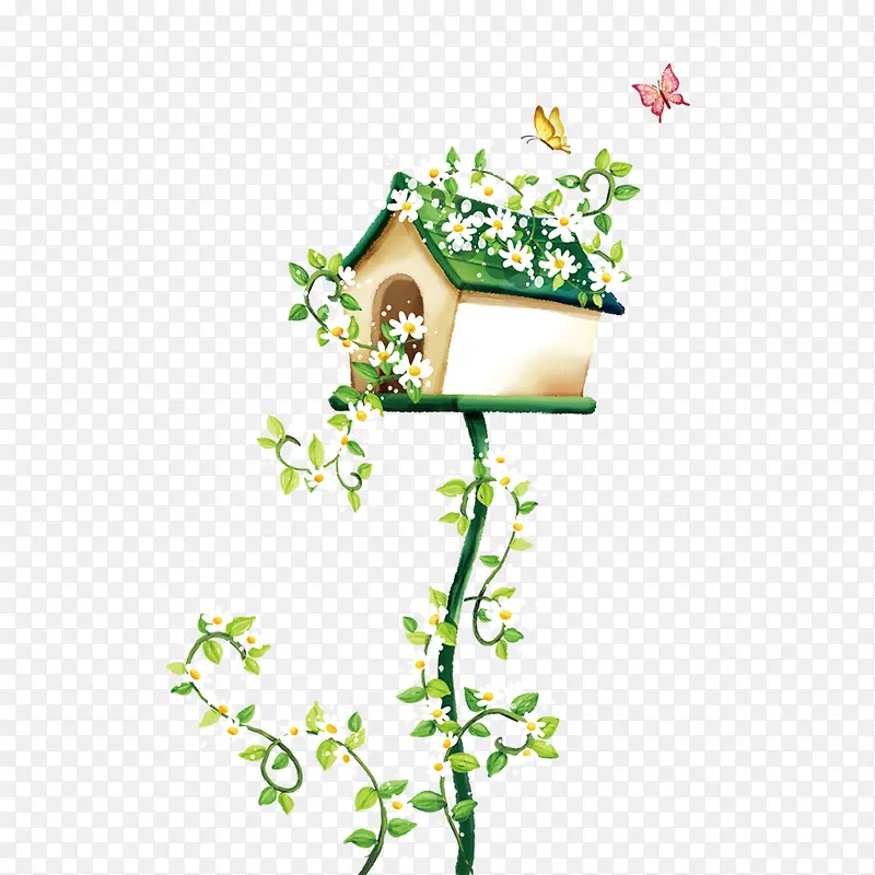 绿色花藤小房子