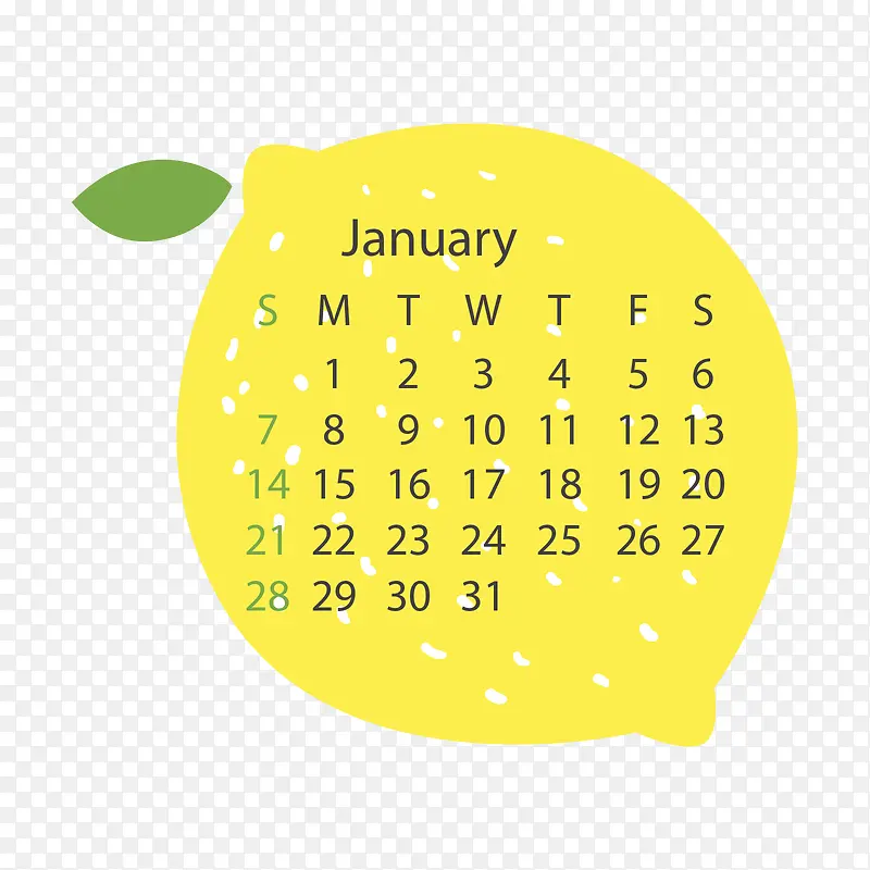 黄色芒果2018年1月芒果水果日历