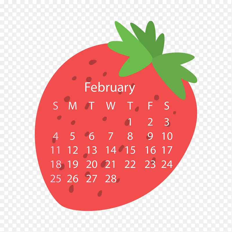 红色草莓2018年2月水果日历