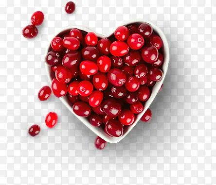 心形碗装红色饱满蔓越莓