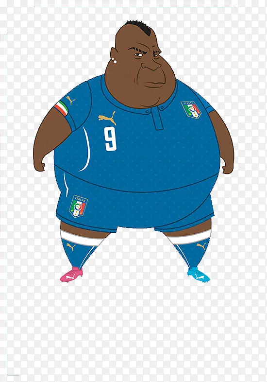 蓝色肥胖足球员