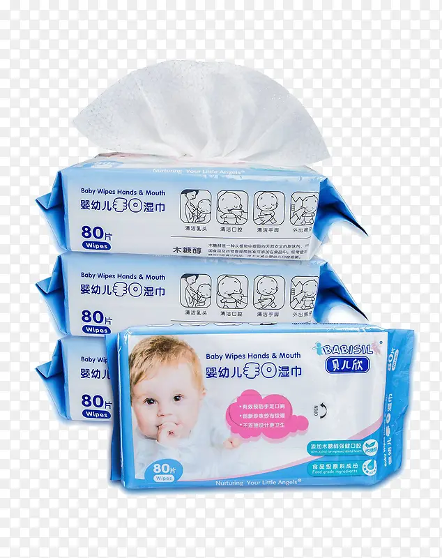 婴幼儿手口湿巾80片4包