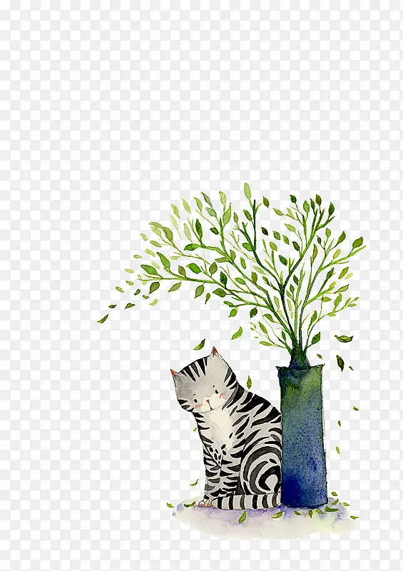 猫和盆栽