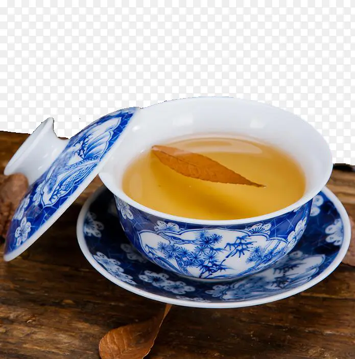 蓝色的茶具盖碗