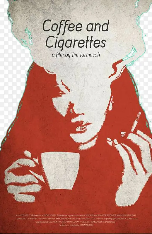 海报设计抽烟饮茶的女子