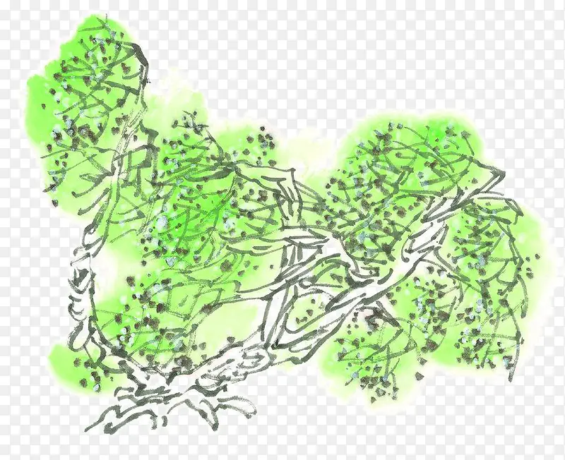 绿色国画树