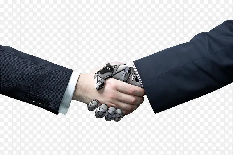 机器手和人手握手