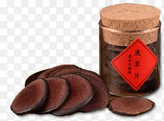 褐色鹿茸片中秋药材