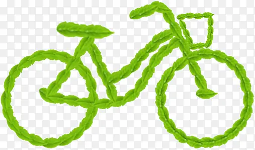 创意绿色树叶连接自行车