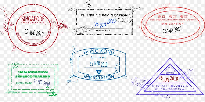 矢量旅游出国印章