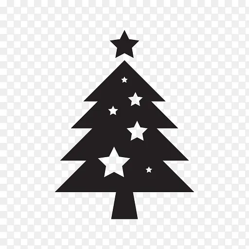 漂亮圣诞树装饰图标黑色