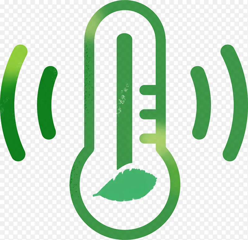 绿色创意手绘温度计