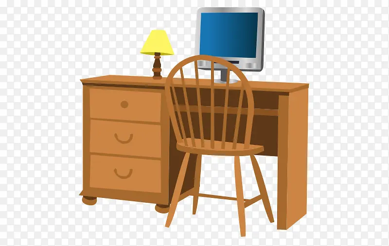 矢量家居家具居家用品组合电脑桌