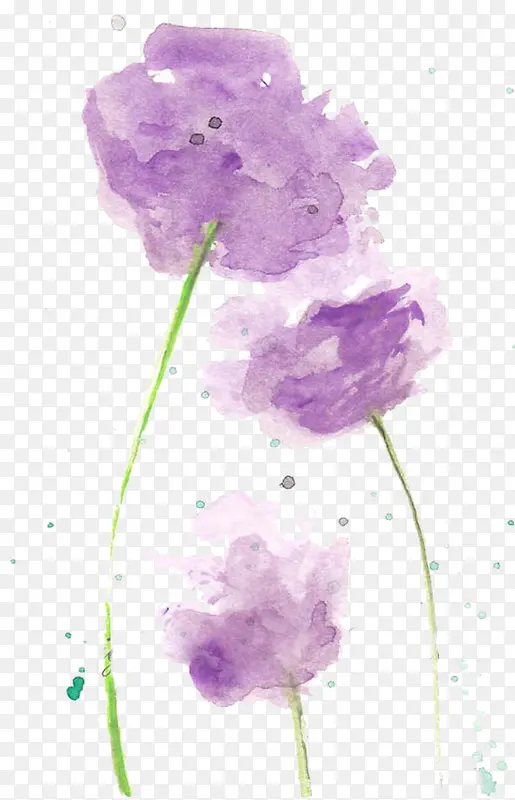 水墨清新淡雅紫色小花