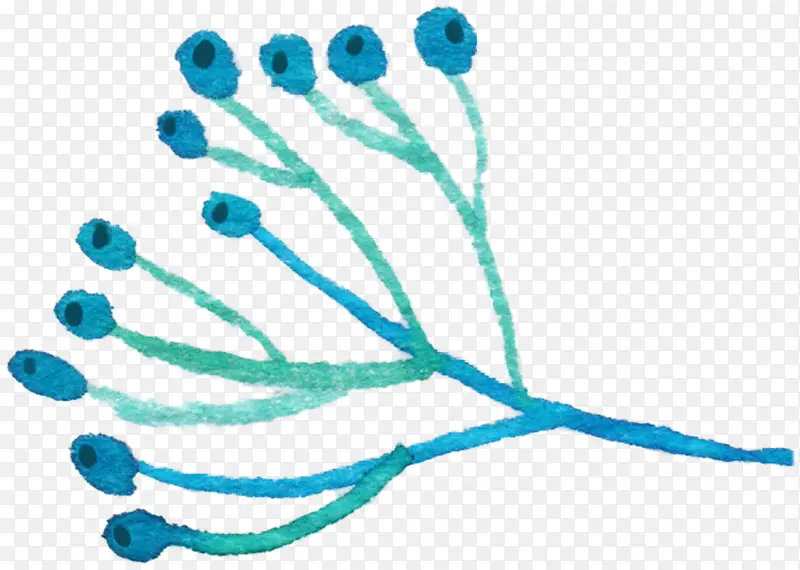 高清创意蓝色的植物果实复古水墨风格