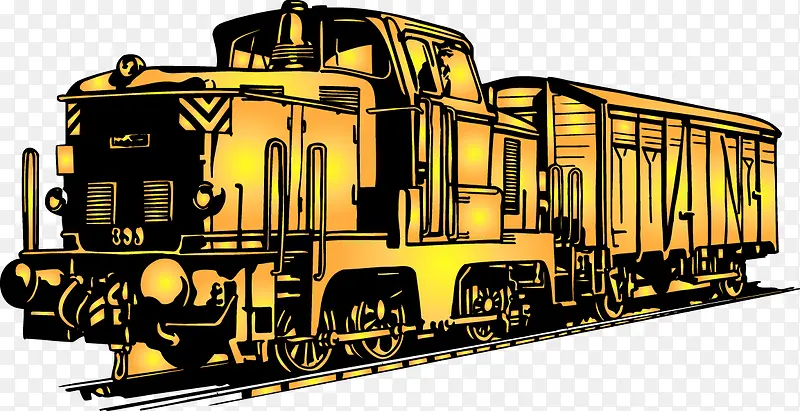 手绘装饰插图复古老火车