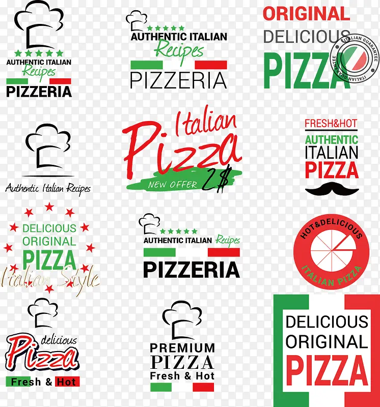 矢量手绘意大利披萨图标合集