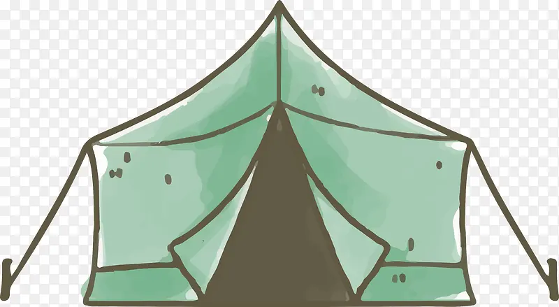 绿色手绘帐篷