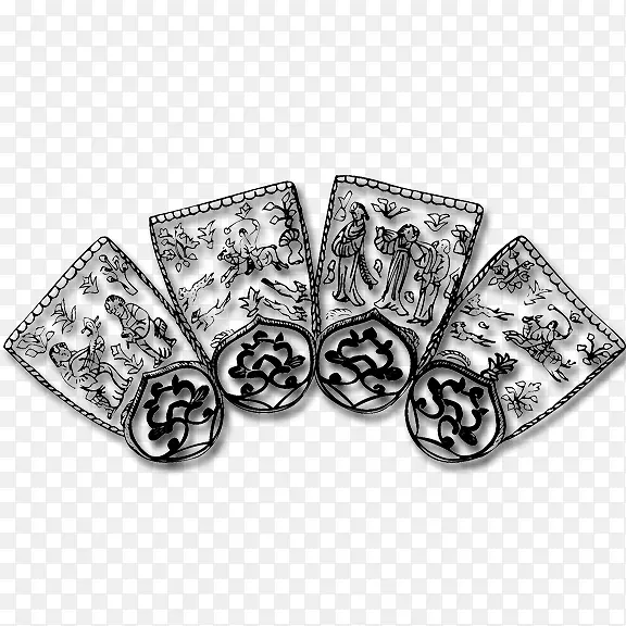刺绣花纹  中国风 黑白色