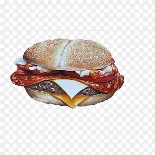 肉食三明治手绘画素材图片
