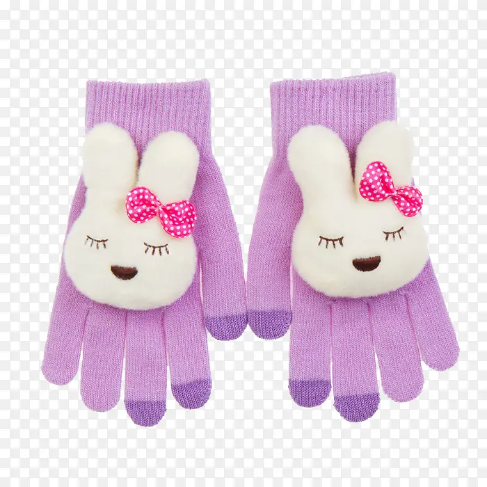 粉色兔子手套可爱女生
