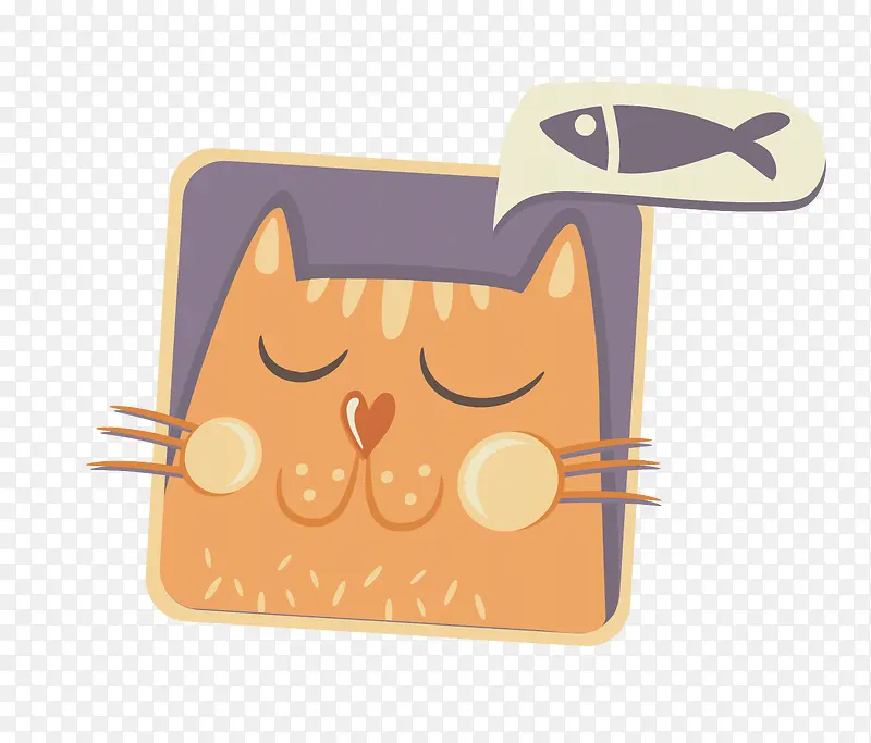矢量想吃鱼的黄色猫咪装饰素材