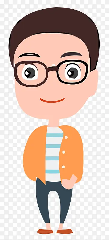卡通戴眼镜的男孩