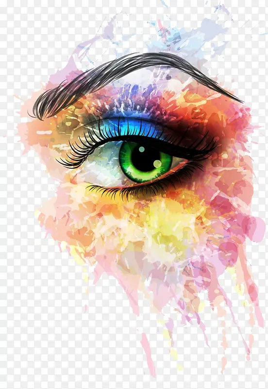 女性眼睛水彩画