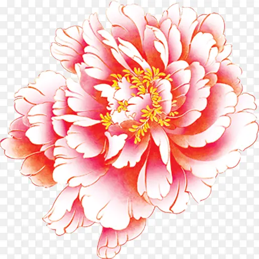 粉白色手绘牡丹花国庆