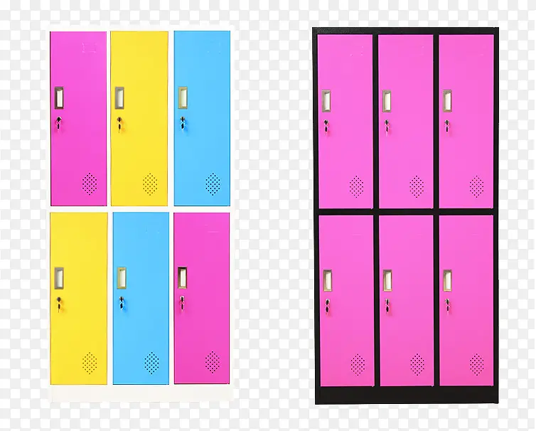 彩色六门带锁储物柜