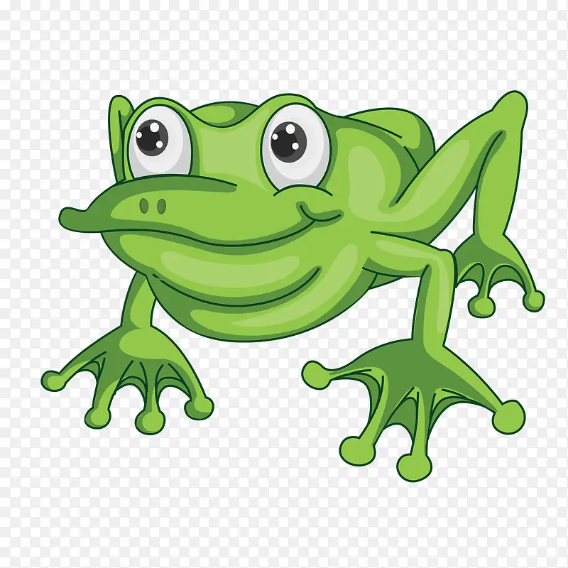 矢量手绘绿色可爱青蛙