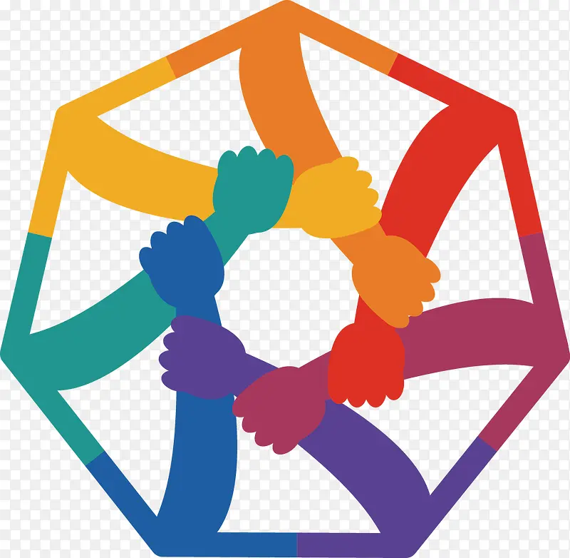 矢量手绘手拉手图标