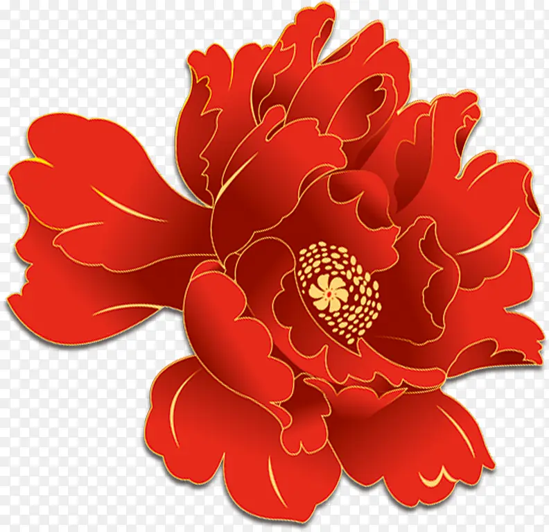 手绘高贵牡丹国花白底素材