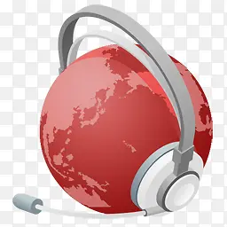 红色带耳机的地球PNG图标