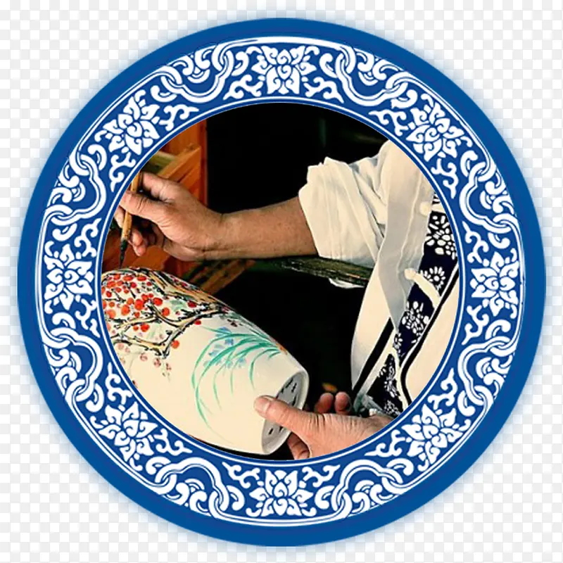 圆形青花瓷瓷器素材