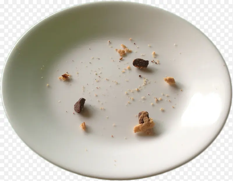 白色圆盘和饼干屑
