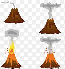 手绘火山喷发