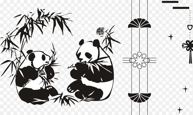 熊猫吃竹子背景