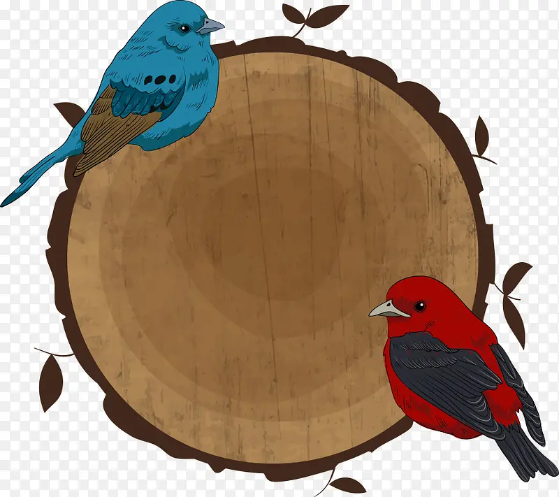 矢量树桩与小鸟