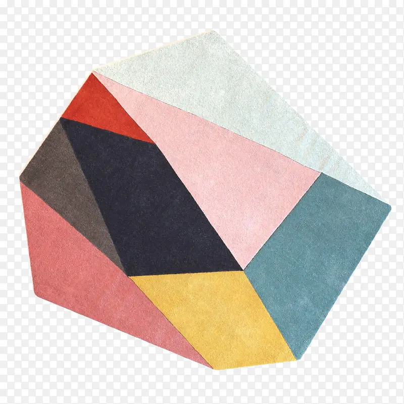 多色方形花纹北欧地毯