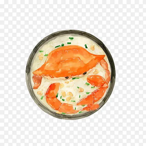 螃蟹粥手绘画素材图片