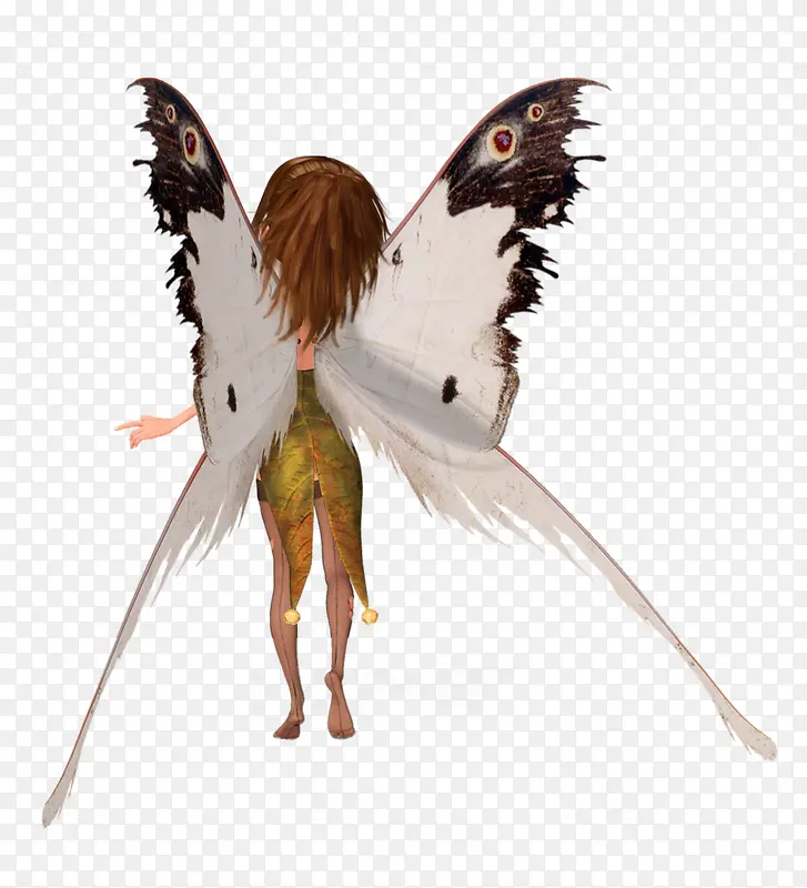卡通女人蝴蝶翅膀背部png素材