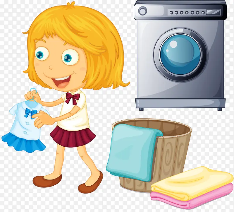 洗衣服的女孩