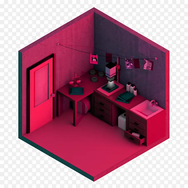 紫色房间模型