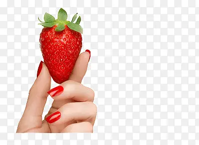 红色指甲拿着水果