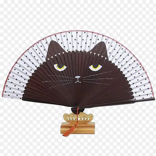 中国风猫咪卡通古风折扇