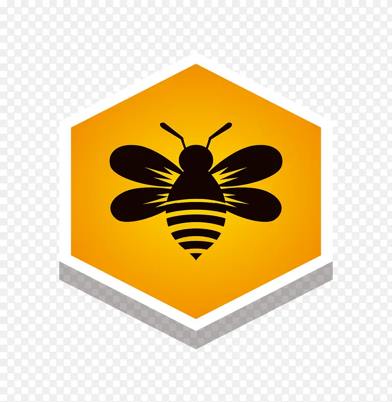 矢量大蜜蜂黄标签六边形印章贴纸