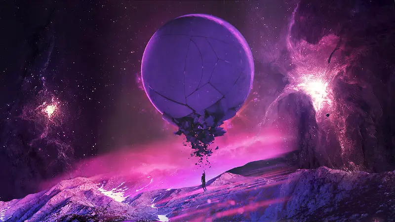 紫色神秘宇宙山峰